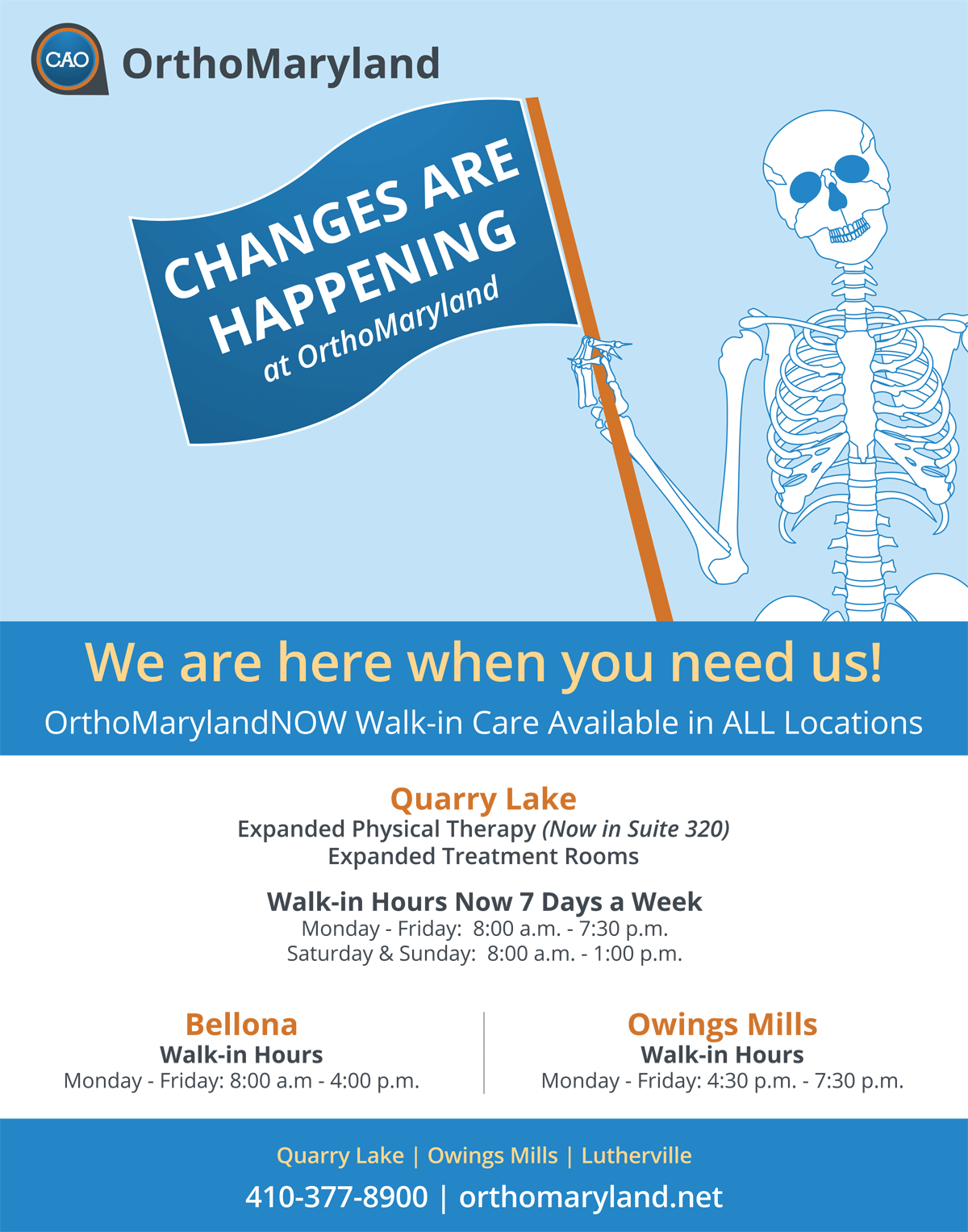 OrthoMarylandNOW Walk-in Care Available in ALL locations